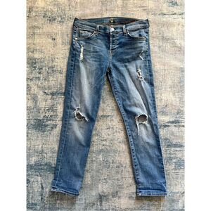 7 For All Mankind Distressed Josefina Skinny Boyfriend Ankle Jeans 26"